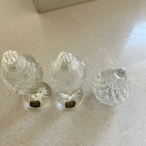 Bohemia crystal salt and pepper shakers and small dish - Picture 5 of 7
